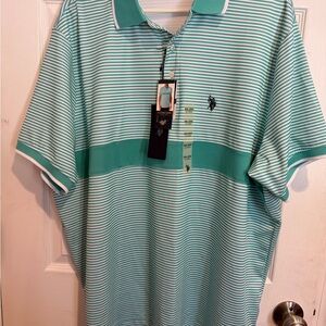 U.S. Polo Assn. Men's Aqua Striped Polo Shirt